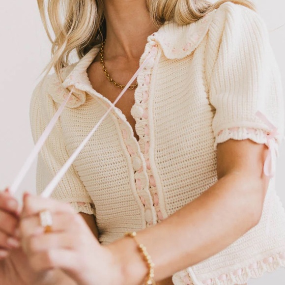 bohme Tops - Bohme Penelope Ribbon Trim Cardigan